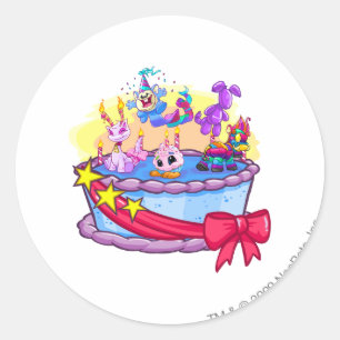 Birthday Cake Group Shot Classic Round Sticker