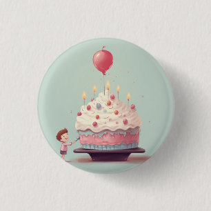 Birthday cake, ice cream, badge, pin birthday