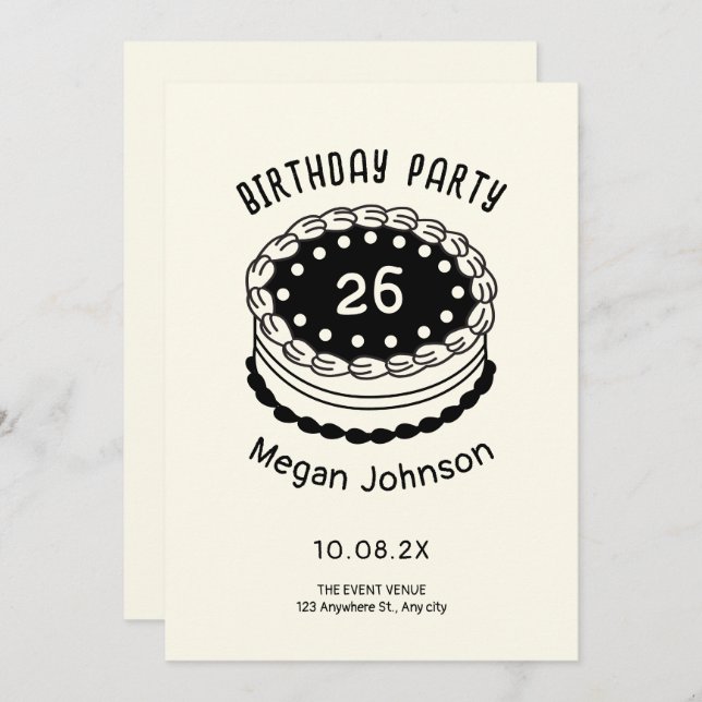 Birthday cake  invitation (Front/Back)