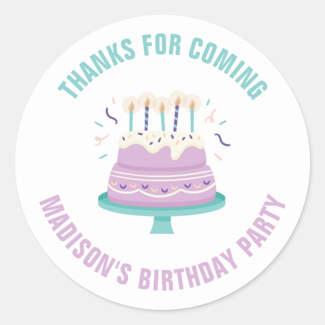 Birthday Cake Kids Birthday Party Classic Round Sticker (Front)