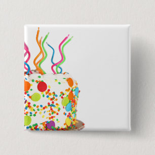 Birthday Cake Magnet 15 Cm Square Badge