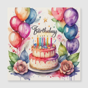 Birthday cake Medium Magnetic Invitation