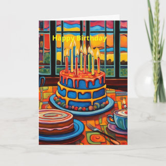 Birthday cake on table card