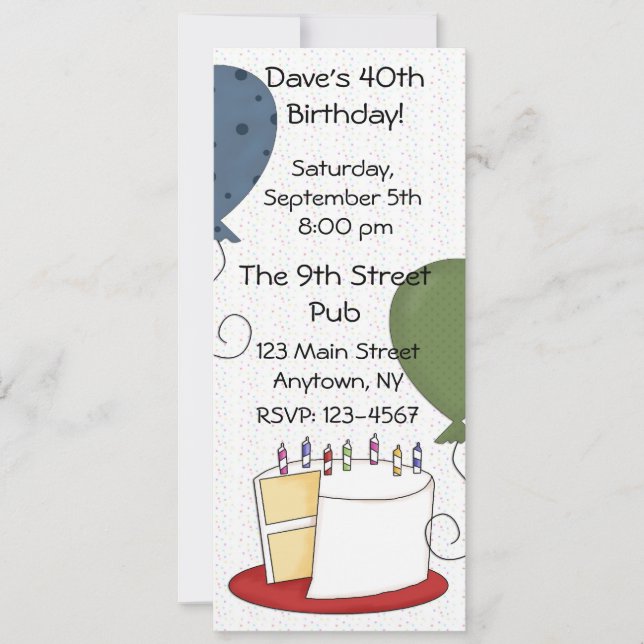 Birthday Cake Party Invitation (Front)