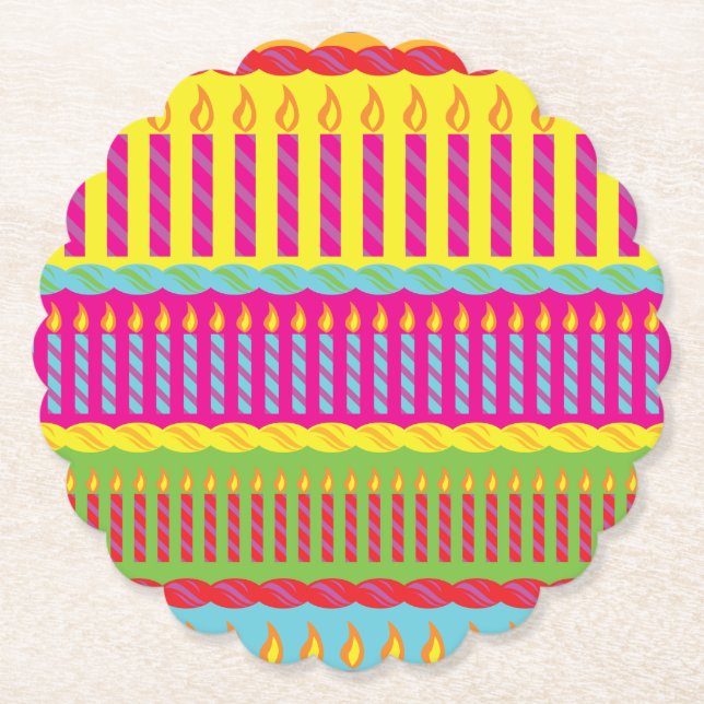 Birthday Cake Party Paper Coaster (Front)