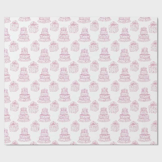 Birthday Cake Pattern Sweet Celebration  Wrapping Paper (Flat)