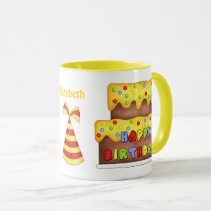 Birthday Cake Personalised Name Mug