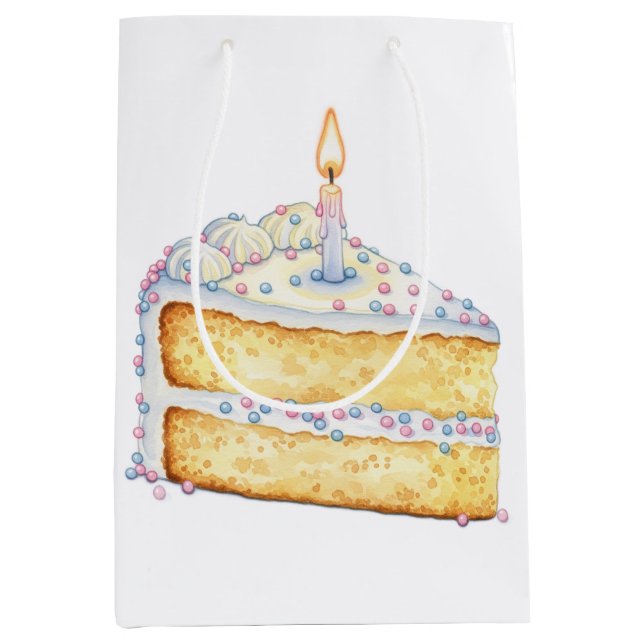 Birthday Cake Slice Medium Gift Bag (Front)