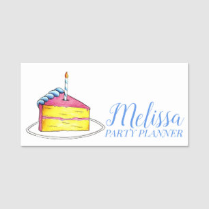 Birthday Cake Slice Party Planner Celebration Name Tag