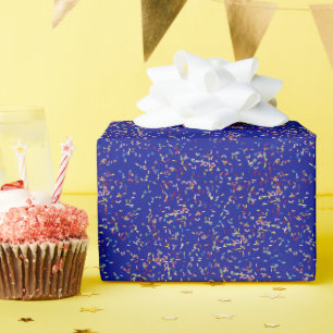 Birthday Cake Sprinkles On Blue Wrapping Paper
