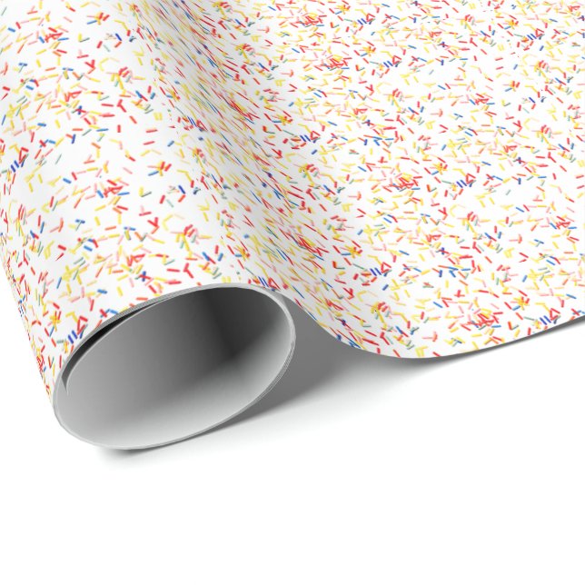 Birthday Cake sprinkles on white Wrapping Paper (Roll Corner)