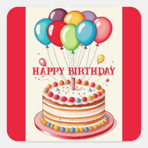 Birthday Cake  Square Sticker