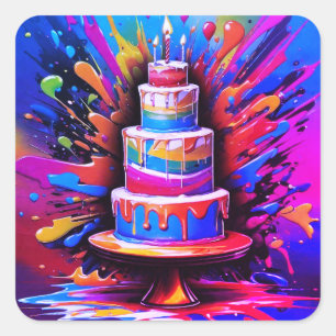 Birthday cake stickers or envelope seals