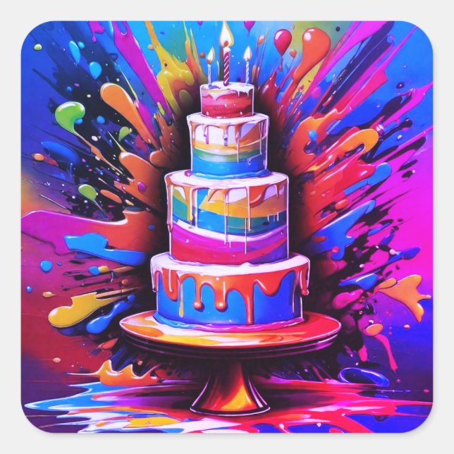 Birthday cake stickers or envelope seals (Front)