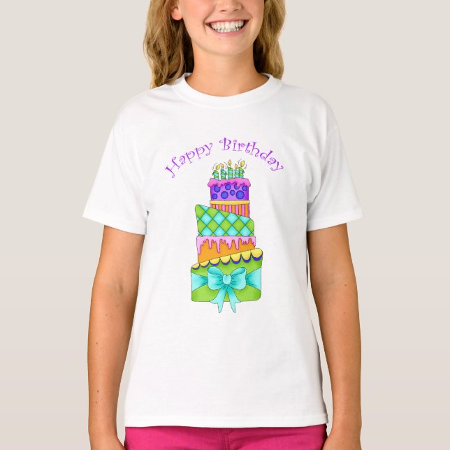 Birthday Cake T-Shirt -- (Kids with Happy Birthday (Front)