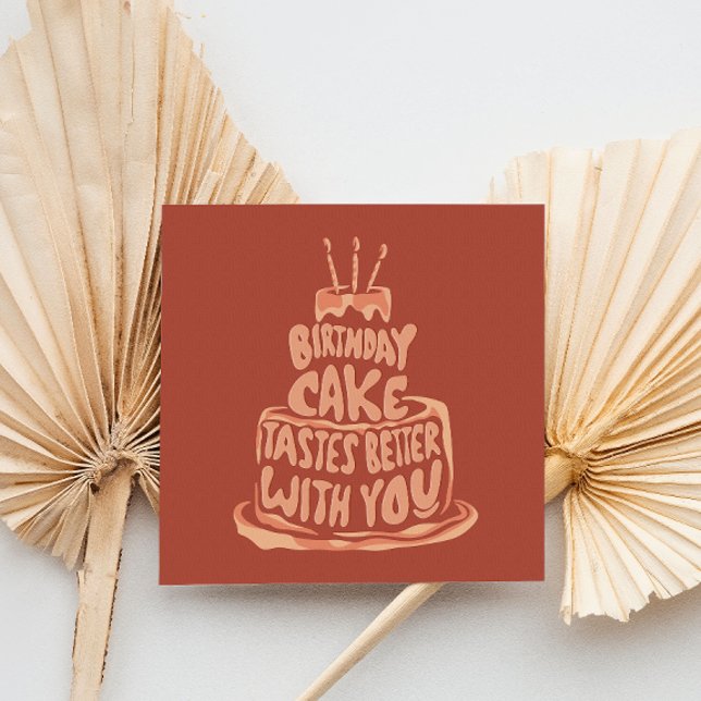 Birthday Cake Tastes Better With You - Red Thank You Card (Creator Uploaded)