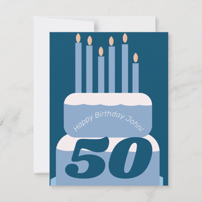 Birthday Cake Tiered Blue Any Age (Front)
