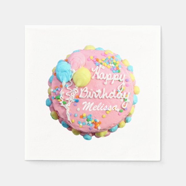 Birthday Cake w/Name Napkin (Front)