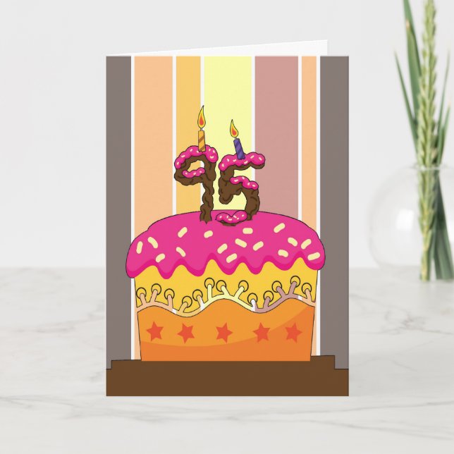 birthday - cake with candles 95 - 95th birthday gr card (Front)