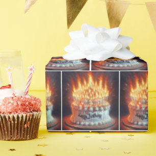 Birthday Cake With Many Candles Wrapping Paper