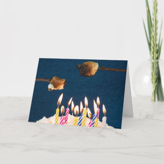 birthday cake with marshmallow roast card (Front)