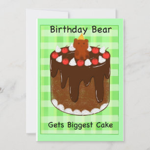 Birthday Cake with Party Bear Themed Birthday Card
