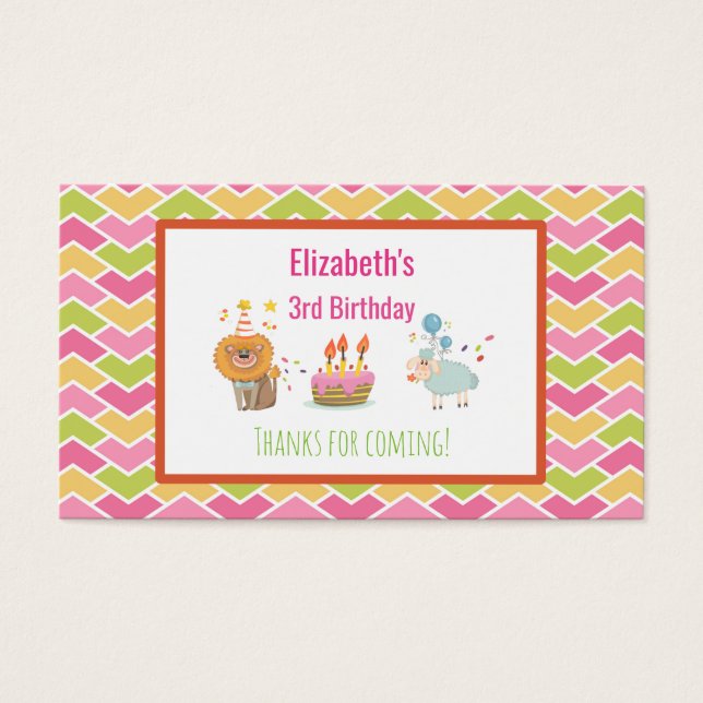 Birthday Cake with Party Lion and Balloons  Thanks (Front)