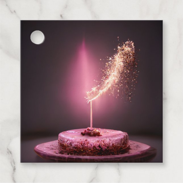 Birthday cake with sparkler favour tags (Front)