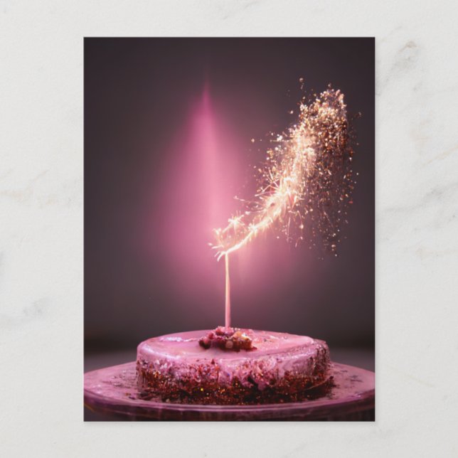 Birthday cake with sparkler  postcard (Front)