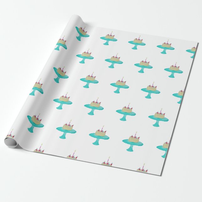 Birthday Cake Wrapping Paper (Unrolled)