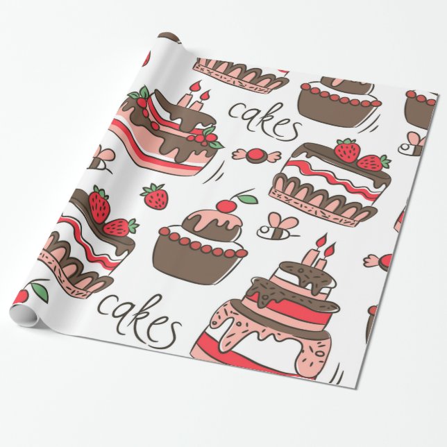 Birthday Cake Wrapping Paper (Unrolled)