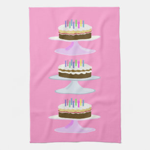 birthday cakes tea towel