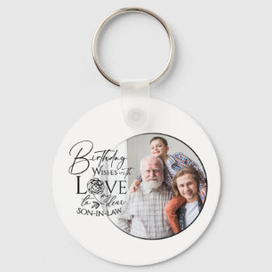 Birthday Calligraphy Photo Design For Son In Law Key Ring