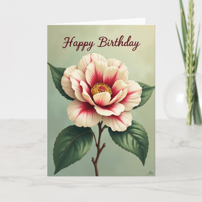 Birthday Camellia Bloom Card (Front)