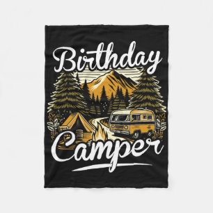 Birthday Camper Camping Fleece Blanket