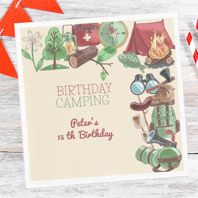 Birthday camping mountains hiking for kids napkin (Creator Uploaded)