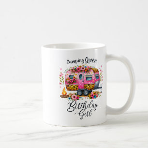 Birthday Camping Queen Camp Pink Floral Van Birthd Coffee Mug