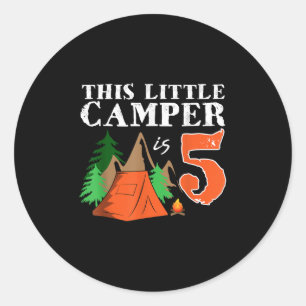 Birthday Camping Shirt-this Little Camper Is 5 Classic Round Sticker