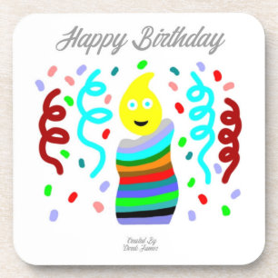 Birthday Candle Greetings Hard Plastic Coaster