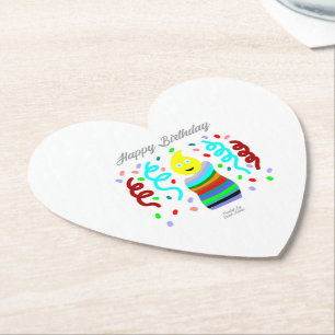Birthday Candle Greetings Heart Paper Coaster