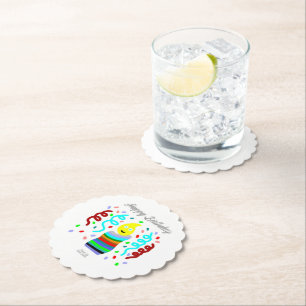Birthday Candle Greetings Round Scalloped Coaster
