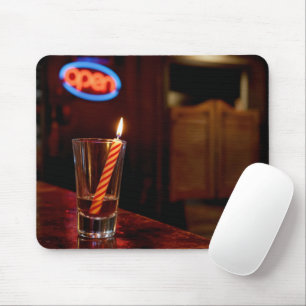 Birthday Candle in a Saloon Shot Glass Mouse Pad