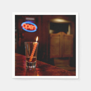 Birthday Candle in a Saloon Shot Glass Napkin