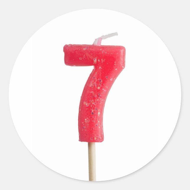 Birthday candle number 7 classic round sticker (Front)