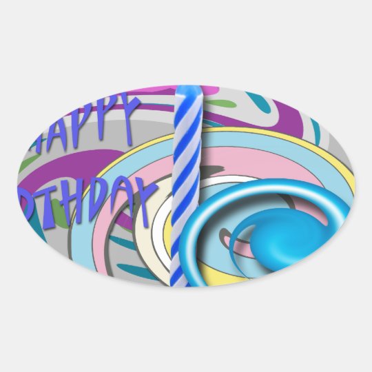 Birthday candle oval sticker