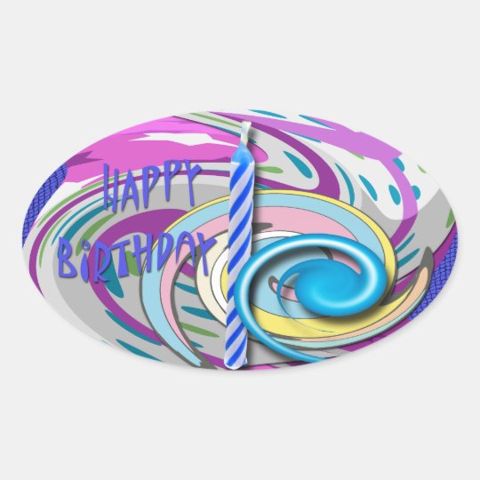 Birthday candle oval sticker