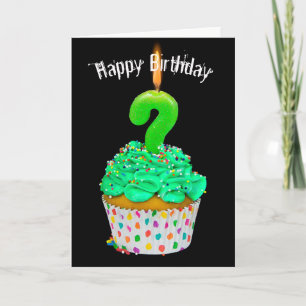 birthday candle question mark on cupcake card