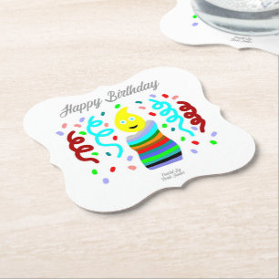 Birthday Candle Wishes Bracket Paper Coaster