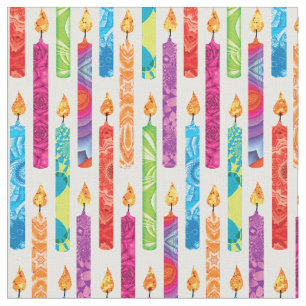 Birthday Candles Fractal Colours Fabric