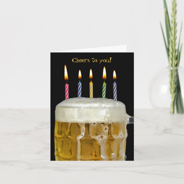Birthday candles in beer card (Front)